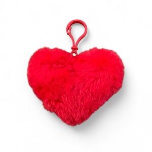 Red Heart-Shaped Fluffy Bag Charm